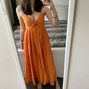 H&M Orange Maxi Dress with Tie Detail